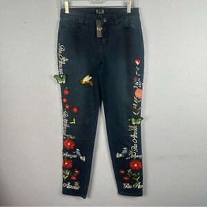 A.Z.I. Patchwork Rare Pure Love Embellished Boho Festival Fairy Garden Jeans 6